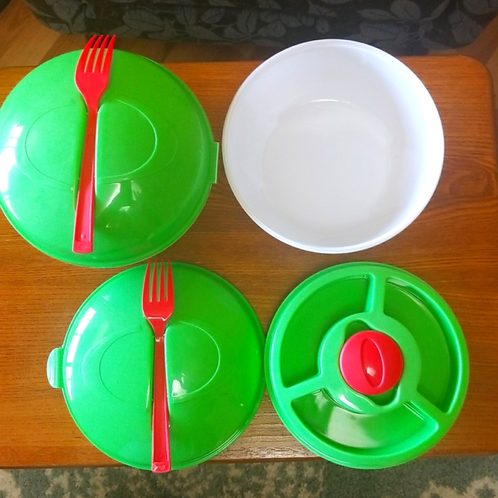 Set of 2 Salad Bowls W/ Trays